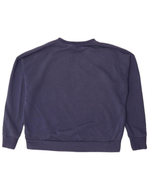 Adidas Dame Grafisk Oversized Sweatshirt Jumper UK 16/18 Large Navy Blue
