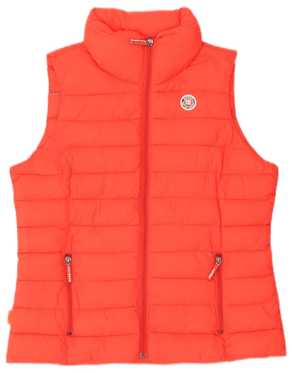 Superdry Womens Polstret Gilet UK 14 Large Red Nylon