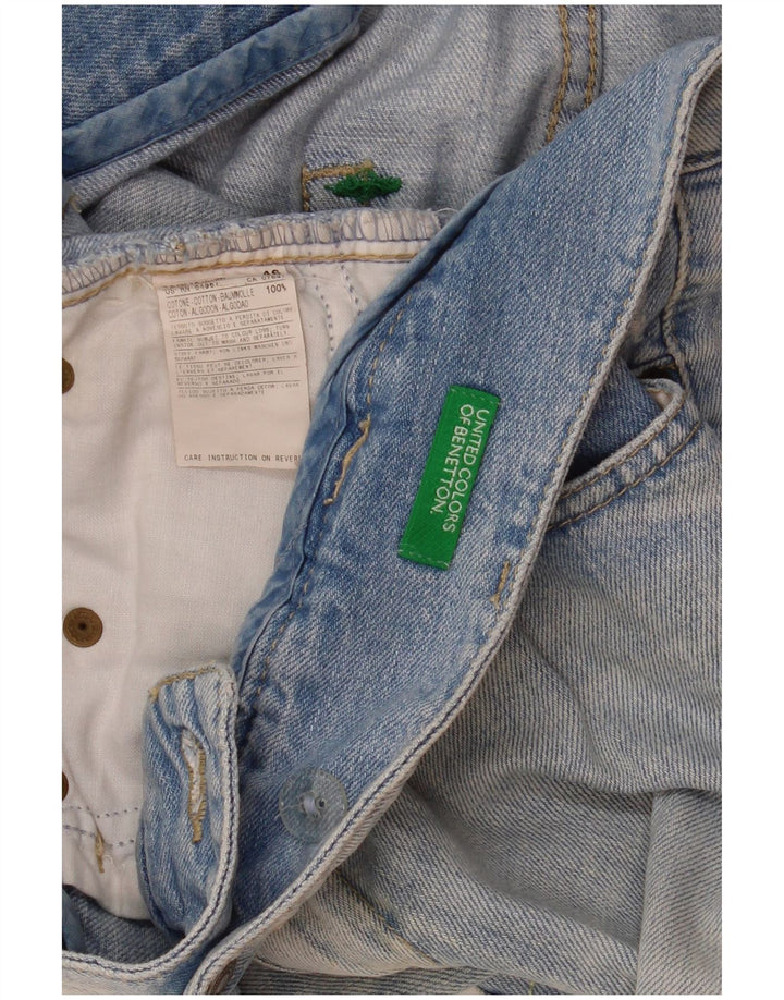 Benetton Dame Denim Mini Nederdel IT 46 Stor W35 Blå Bomuld