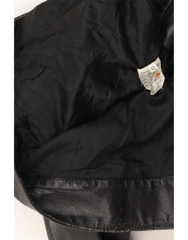 VINTAGE Racerjakke i læder til kvinder IT 42 Medium Sort læder