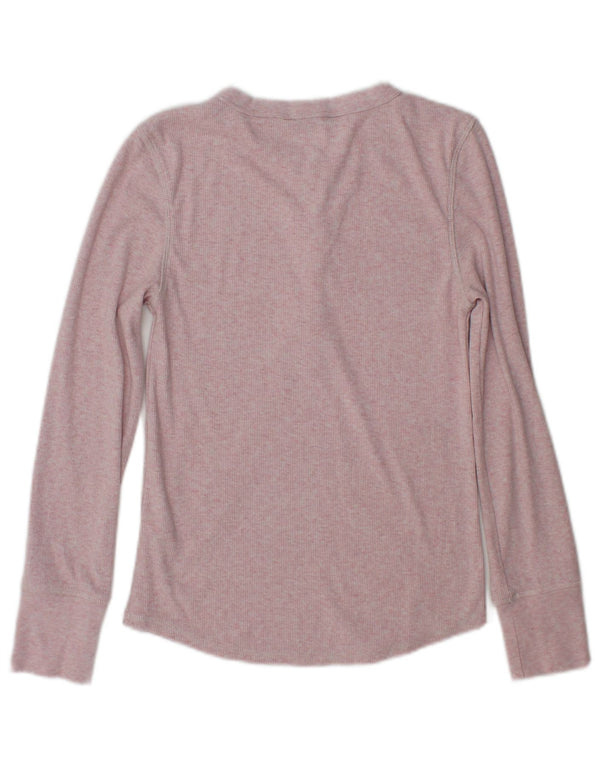 Marks & Spencer Womens Top Long Sleeve UK 8 Small Pink Polyester