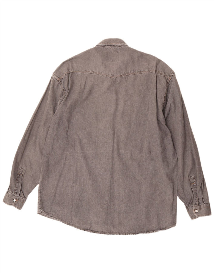 Vintage denimskjorte til mænd XL grå bomuld