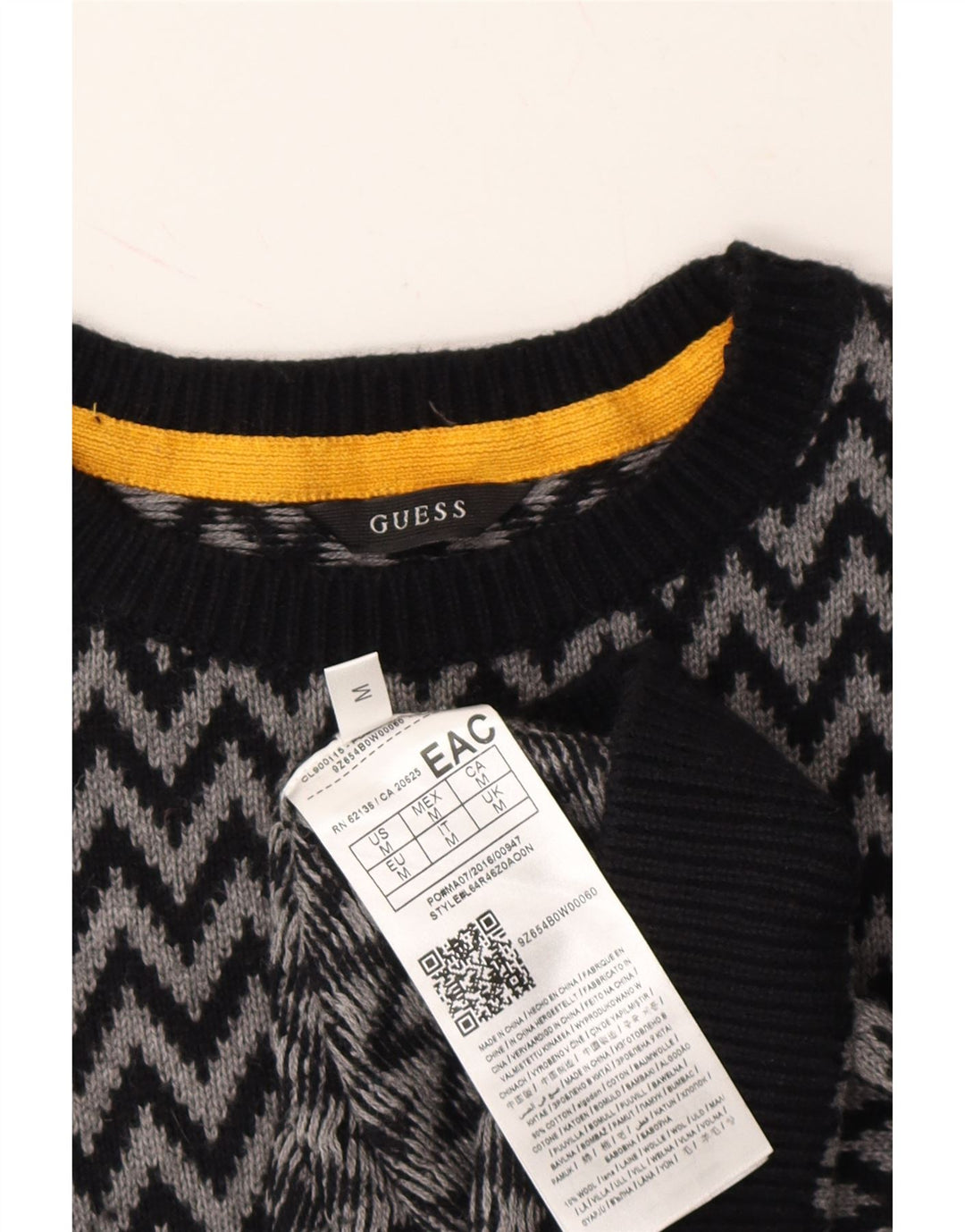 GUESS Boys Crew Neck Jumper Sweater 7-8 Years Medium Grey Chevron Cotton Vintage Guess and Second-Hand Guess from Messina Hembry 