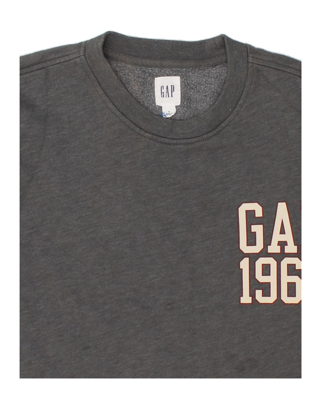 GAP Mens Graphic Sweatshirt Jumper Medium Grey Colourblock Cotton Vintage Gap and Second-Hand Gap from Messina Hembry 