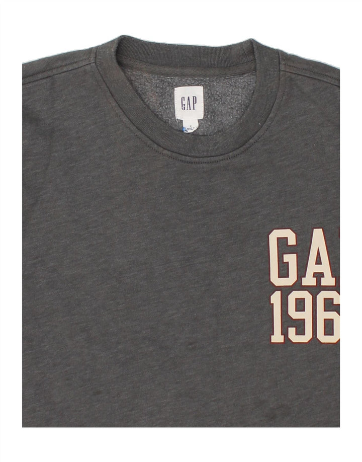 GAP Mens Graphic Sweatshirt Jumper Medium Grey Colourblock Cotton Vintage Gap and Second-Hand Gap from Messina Hembry 
