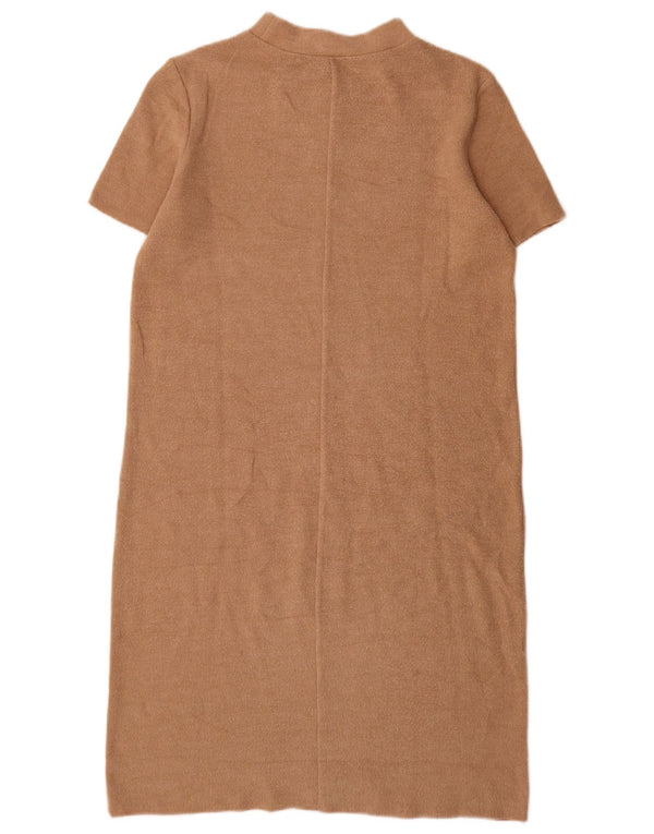 Zara Dame Kortærmede Jumper Dress UK 10 Small Beige