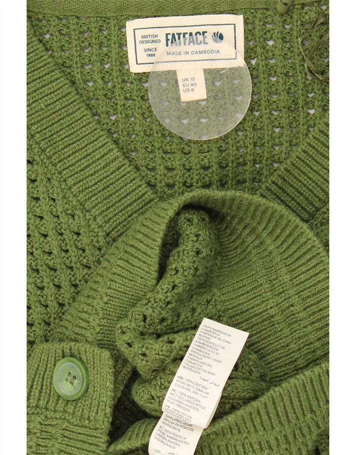 Fat Face Womens Crop Oversized cardigan sweater UK 12 Medium Green Cotton