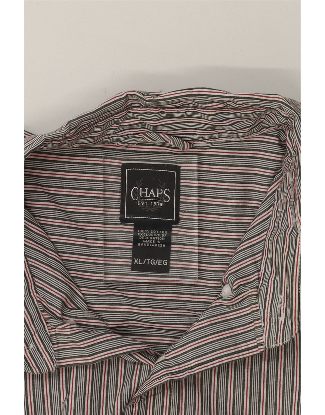 CHAPS Mens Shirt XL Grey Striped Cotton Vintage Chaps and Second-Hand Chaps from Messina Hembry 