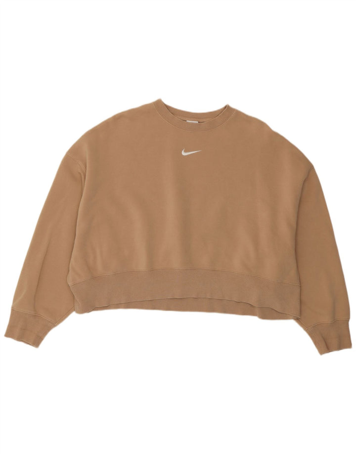 Nike Dame Oversized Sweatshirt Jumper UK 14 Medium Brun Bomuld