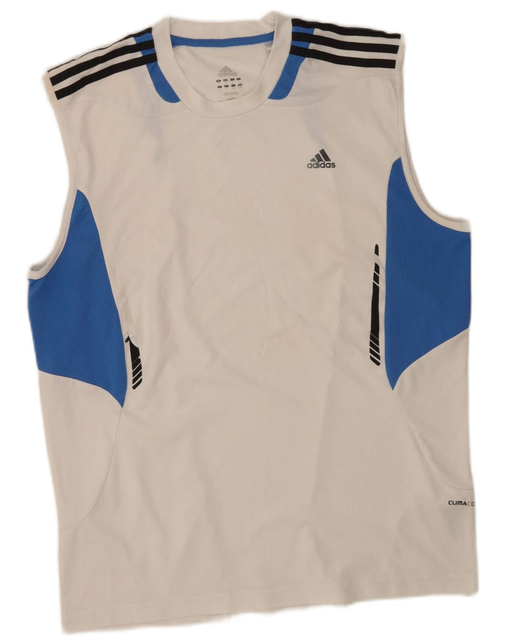 Adidas Herre Climacool Vest Top Stor Hvid Colourblock Polyester