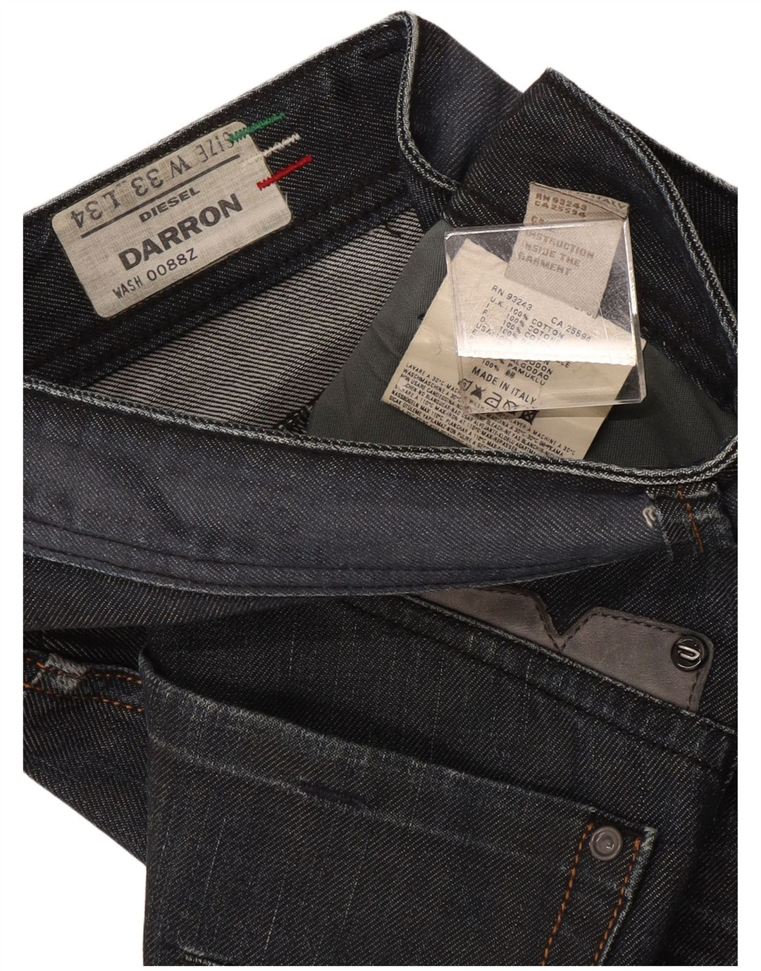 Diesel Herre Darron Straight Jeans W33 L30 Grå Bomuld