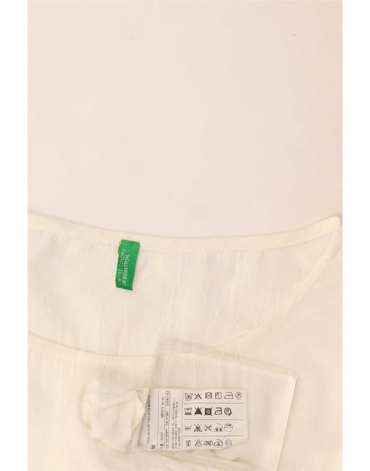 Benetton Dame 3/4 ærmet Tunika Top UK 14 Medium White Viscose