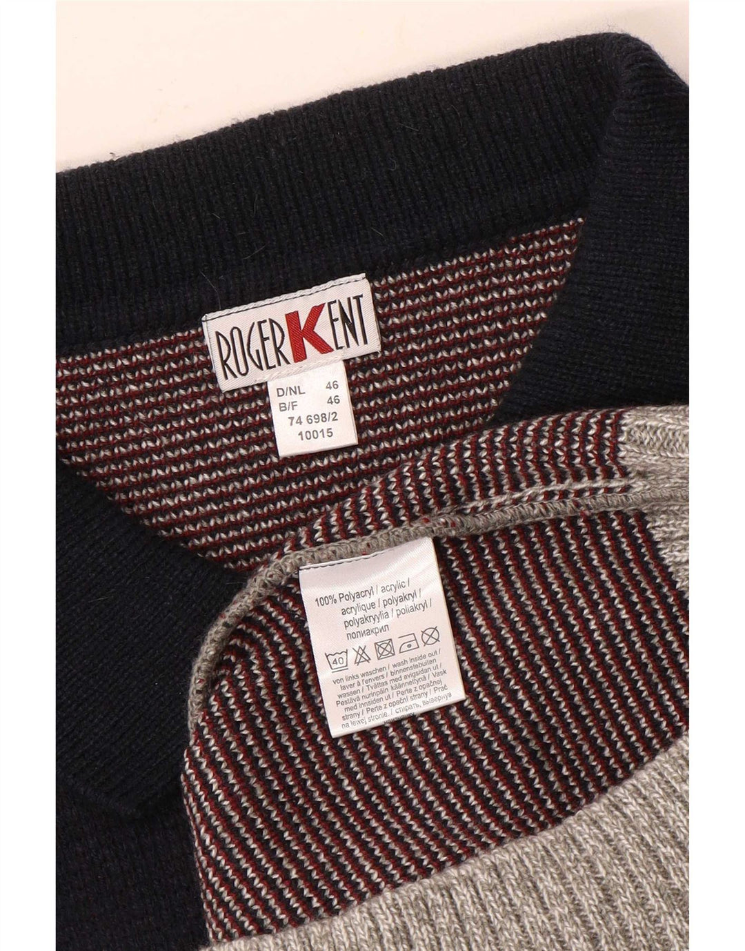 Roger Kent Herre Cardigan Sweater IT 46 Small Grey Colourblock Polyacrylic