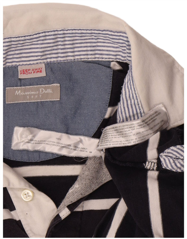 Massimo Dutti Herre Rugby Polo Shirt Størrelse 41 Stor Marineblå Stribet