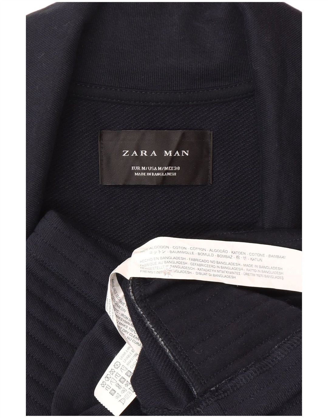 Zara Herre Biker Jacket UK 38 Medium Navy Blue Bomuld
