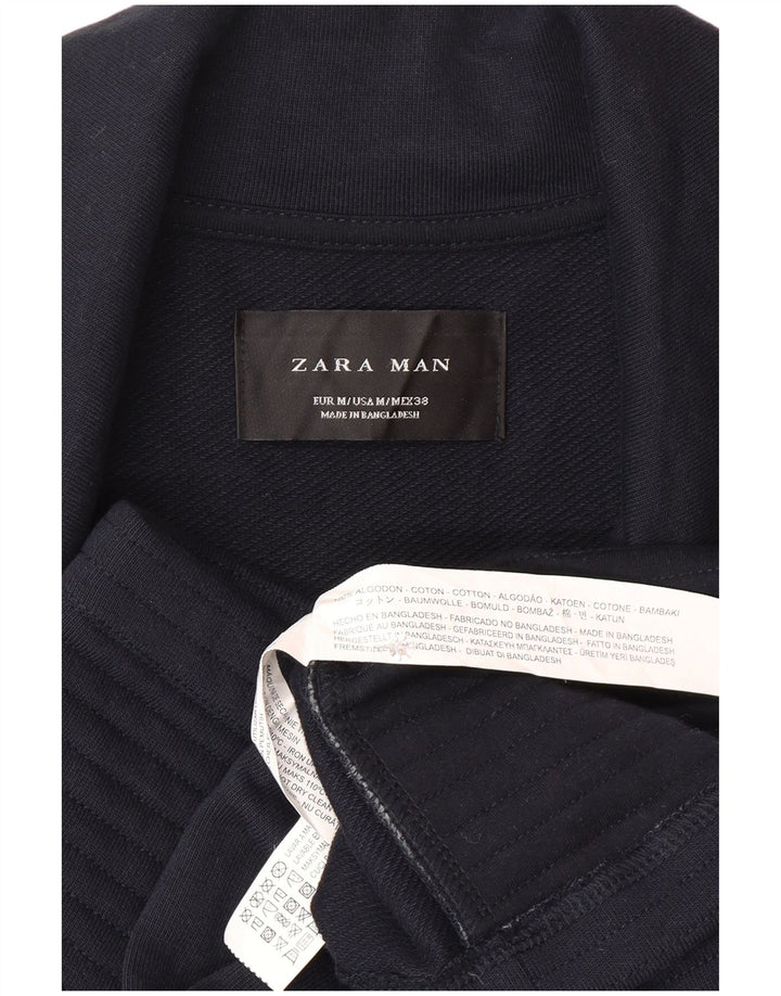 Zara Herre Biker Jacket UK 38 Medium Navy Blue Bomuld