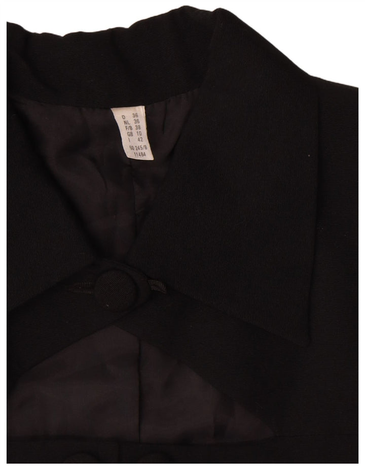 Vintage Dame Kortærmet Blazer Jacket UK 10 Small Black Pinstripe