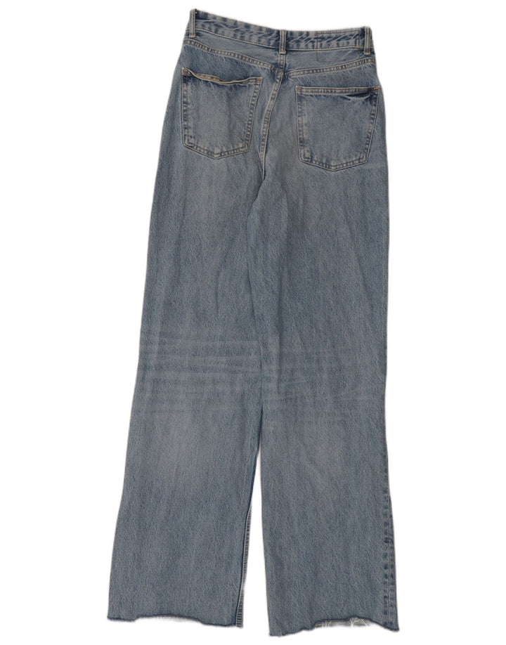 Zara Dame Distressed Wide Leg Jeans EU 40 Medium W30 L32 Blå