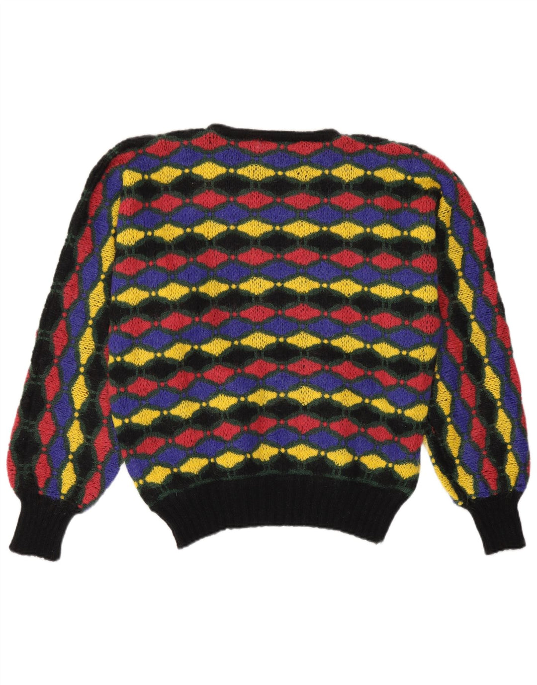 Vintage Dame Boat Neck Jumper Sweater IT 46 Stor Flerfarvet Geometrisk