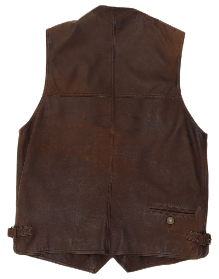 Vintage herre lædervest IT 48 Medium brunt læder