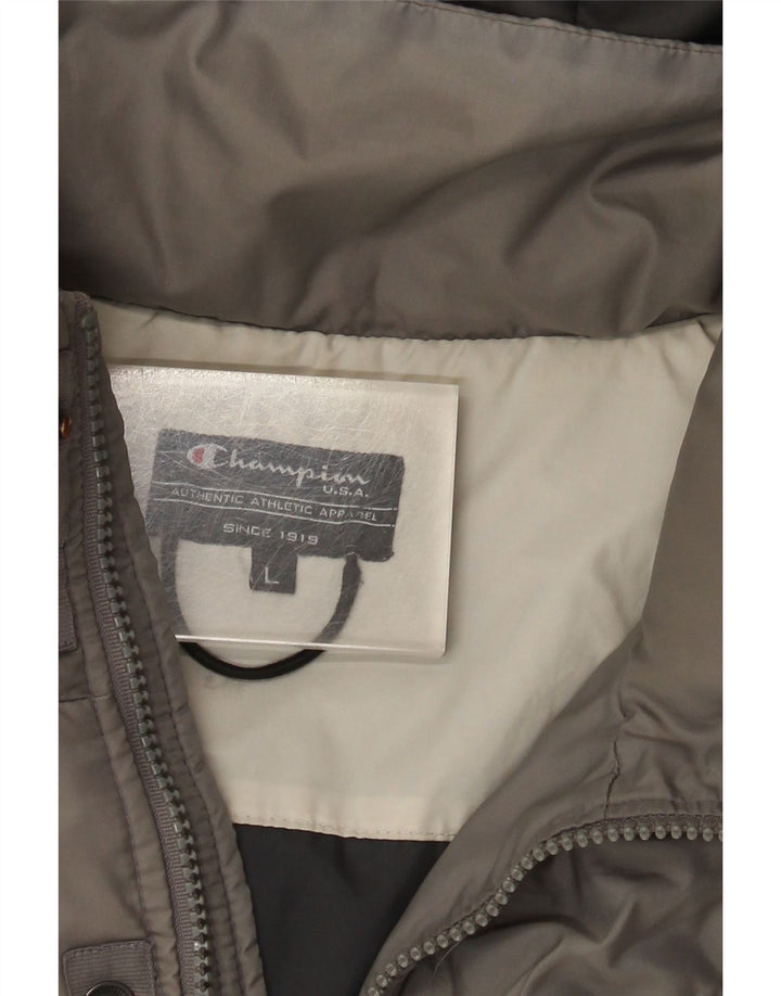 Champion Herre hættepolstret jakke UK 40 Large Grey Colourblock