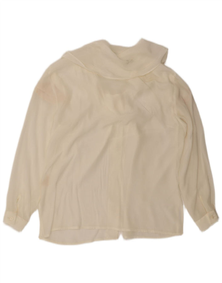 Lebole Dame Front Tie Shirt Bluse IT 44 Medium White Silke