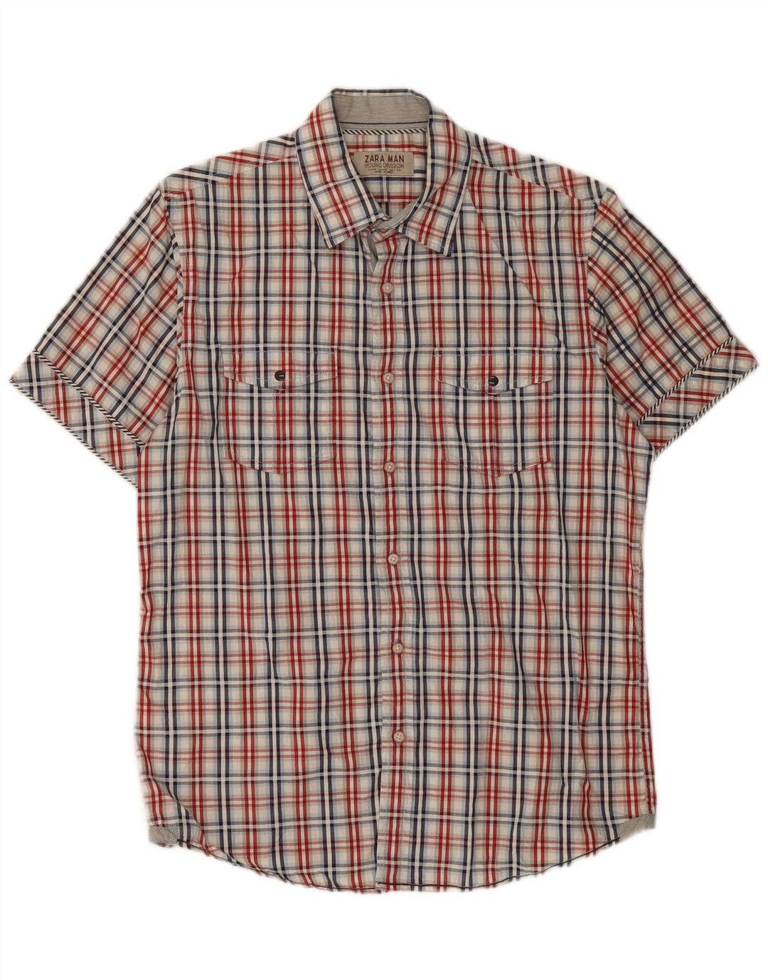 ZARA Mens Short Sleeve Shirt Medium Multicoloured Check Cotton