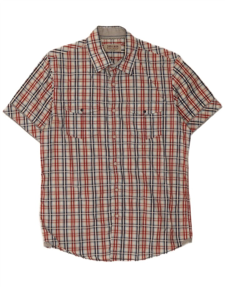 ZARA Mens Short Sleeve Shirt Medium Multicoloured Check Cotton