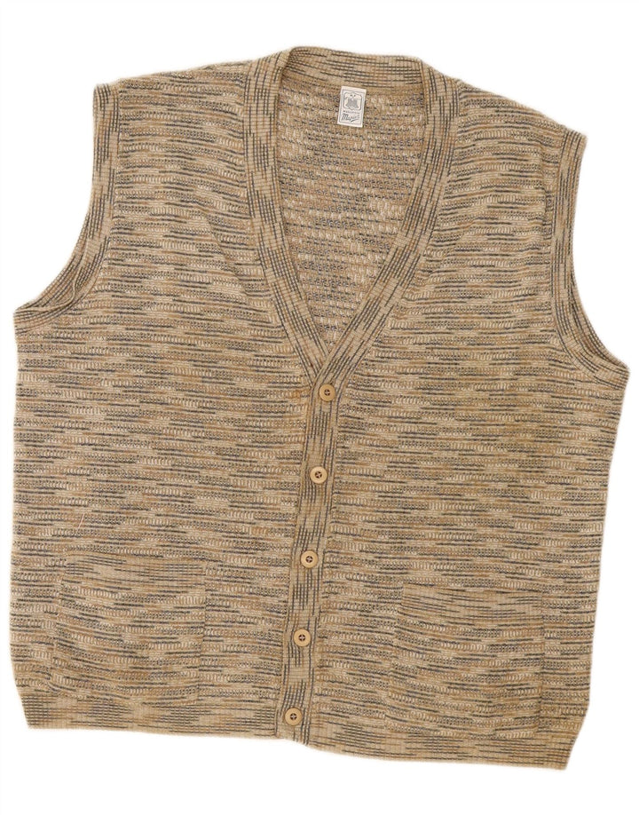Mapier Herre ærmeløs cardigan sweater Medium Beige Flecked Bomuld