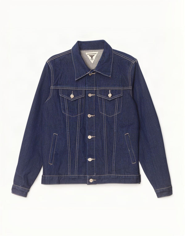 Vintage denimjakke til drenge 14-15 år marineblå bomuld