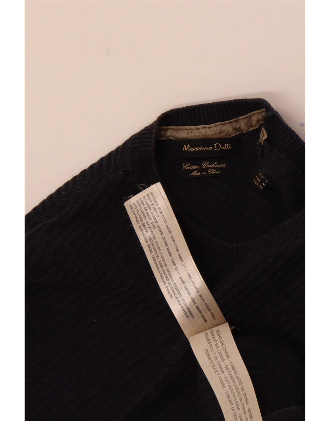 Massimo Dutti Herre Crew Neck sweater Medium Navyblå Bomuld