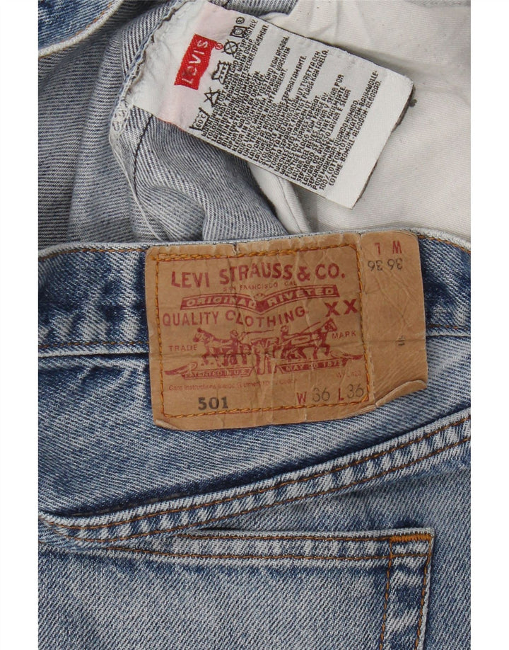 Levi's Herre 501 Distressed Straight Jeans W36 L32 Blå Bomuld