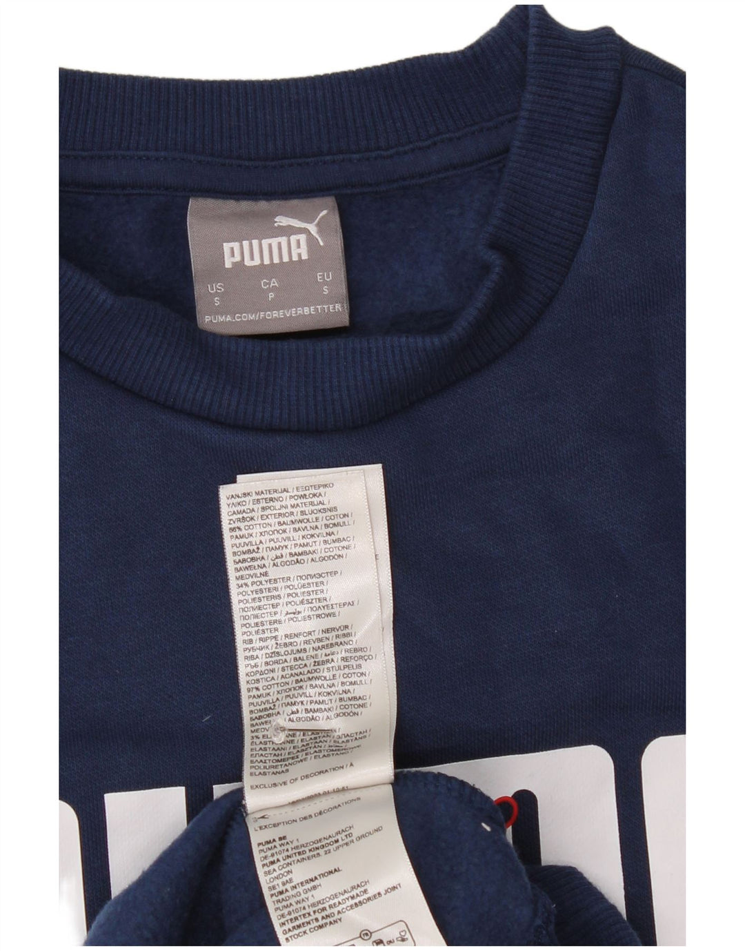 Puma grafisk sweatshirt til mænd, lille marineblå bomuld