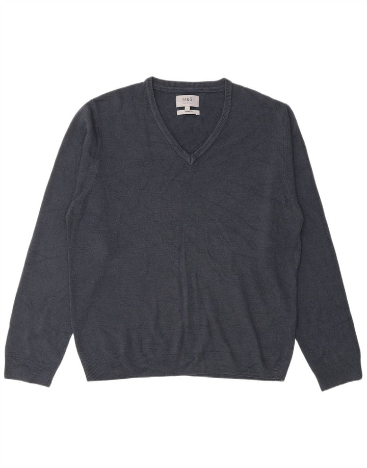 Marks & Spencer Herre V-hals sweater Stor marineblå akryl