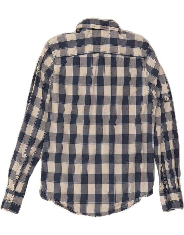 TOMMY HILFIGER Mens Custom Fit Shirt Small Navy Blue Check Cotton Vintage Tommy Hilfiger and Second-Hand Tommy Hilfiger from Messina Hembry 