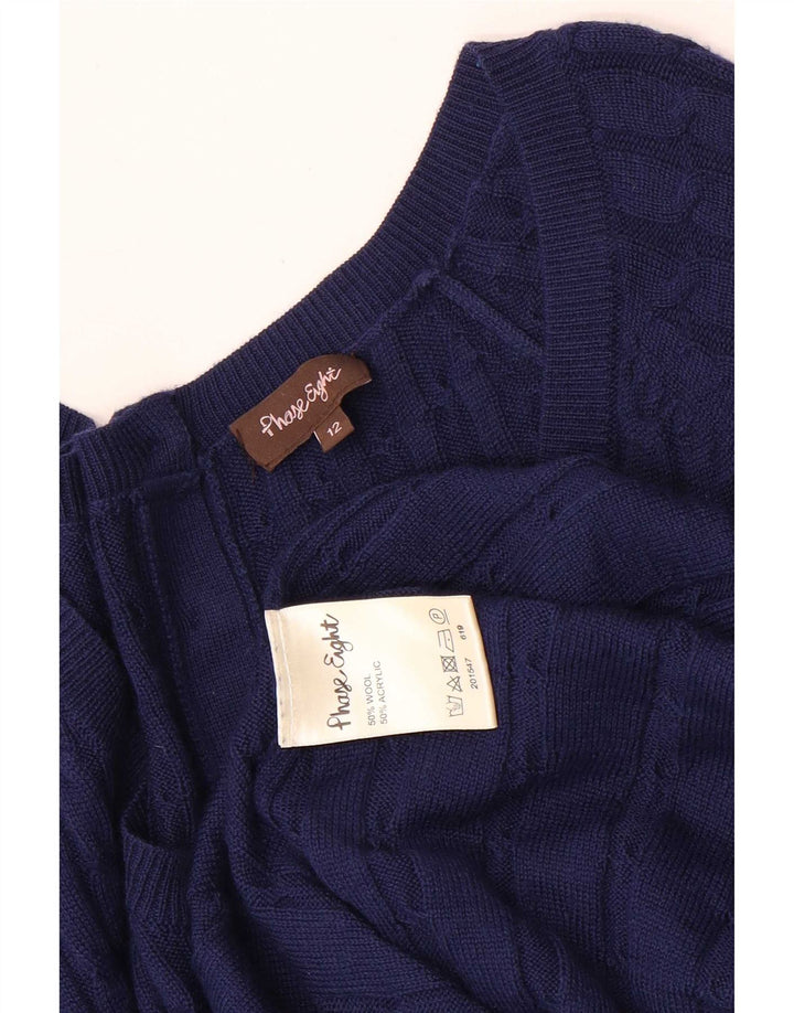 Phase Eight Dame Langærmet Jumper Dress UK 12 Medium Navy Blue Uld
