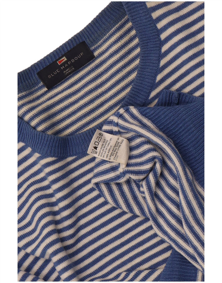 Marks & Spencer Herre Blue Harbor Crew Neck Jumper Sweater XL Blå Stribet