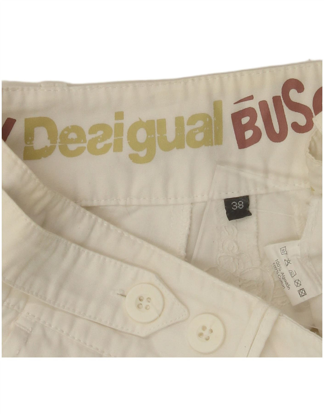 DESIGUAL Lige Chinobukser til kvinder EU 38 Medium W30 L28 Hvid Bomuld