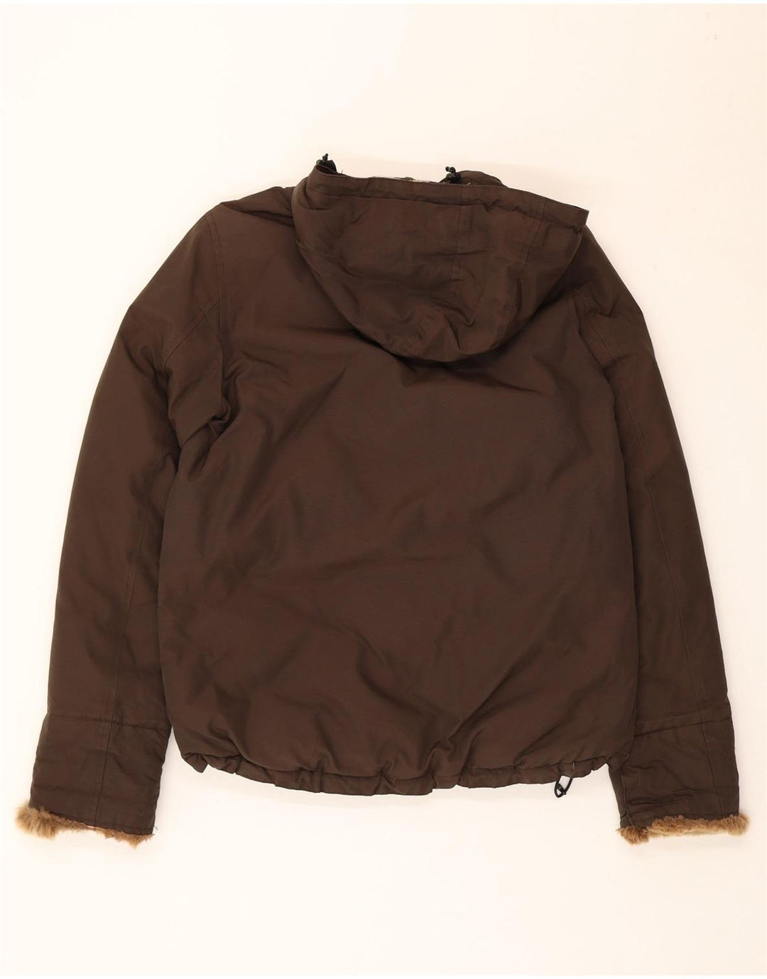 Woolrich Polstret hættejakke til kvinder UK 16 Stor Khaki Bomuld