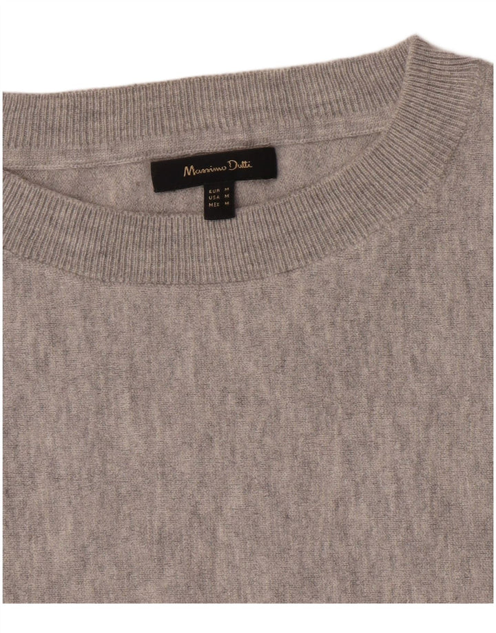 Massimo Dutti Womens Crop Sweatshirt Jumper UK 14 Medium Grey Flecked