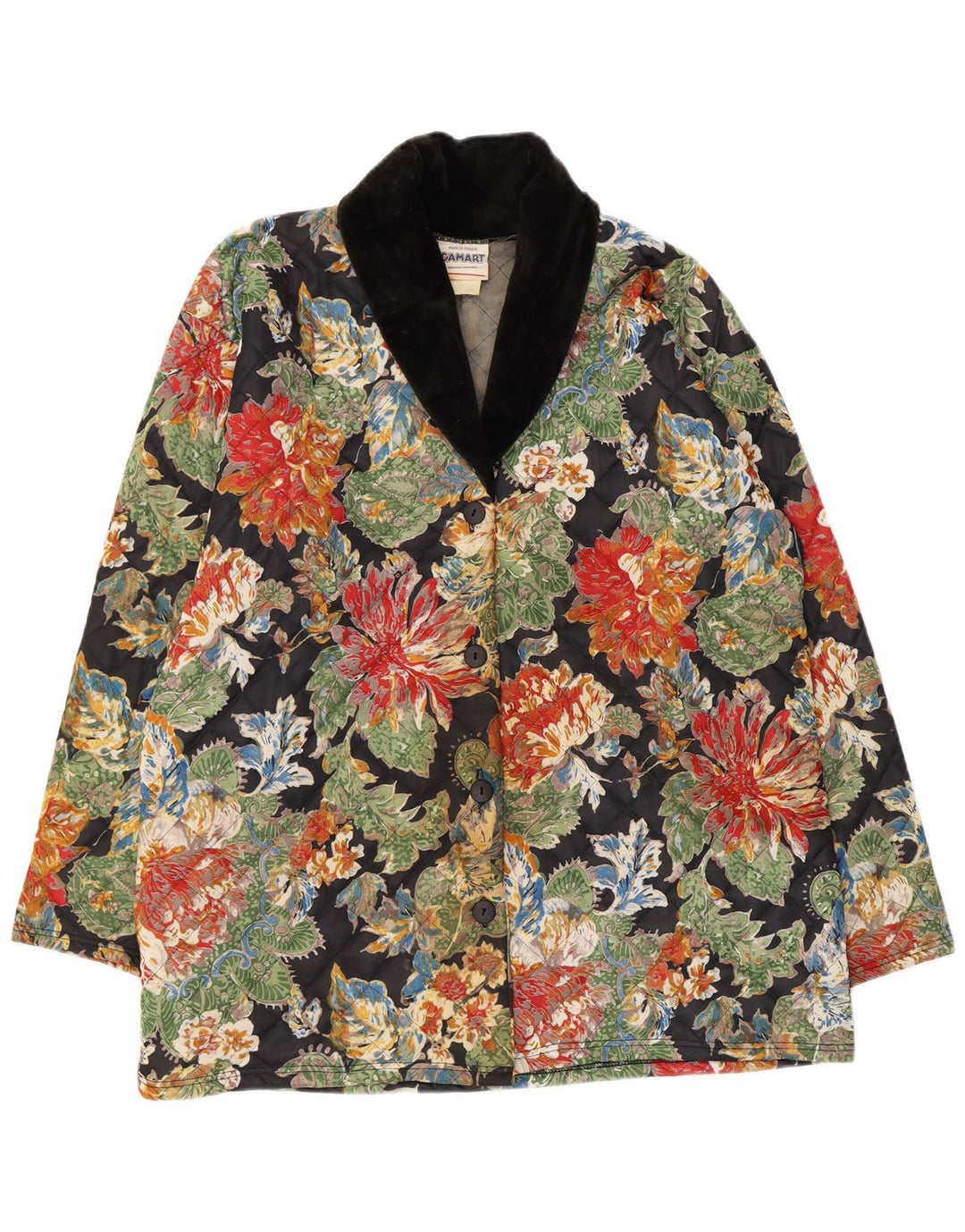 Damart Quiltet jakke til kvinder EU 46/48 XL Flerfarvet blomsterpolyester