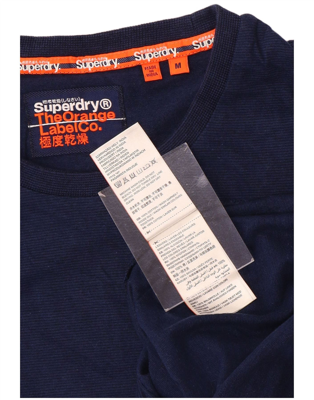 SUPERDRY Herre T-Shirt Top Medium Marineblå Bomuld