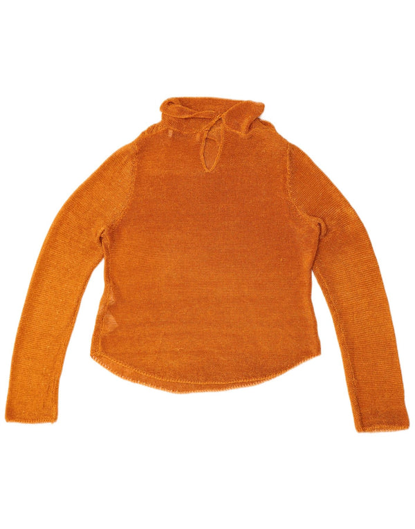 Zara Womens Crop Se Through Top Langærmet UK 12 Medium Orange Viscose