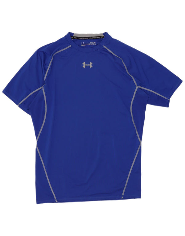 Under Armour Herre Compression T-Shirt Top XL Blå Stribet Sports