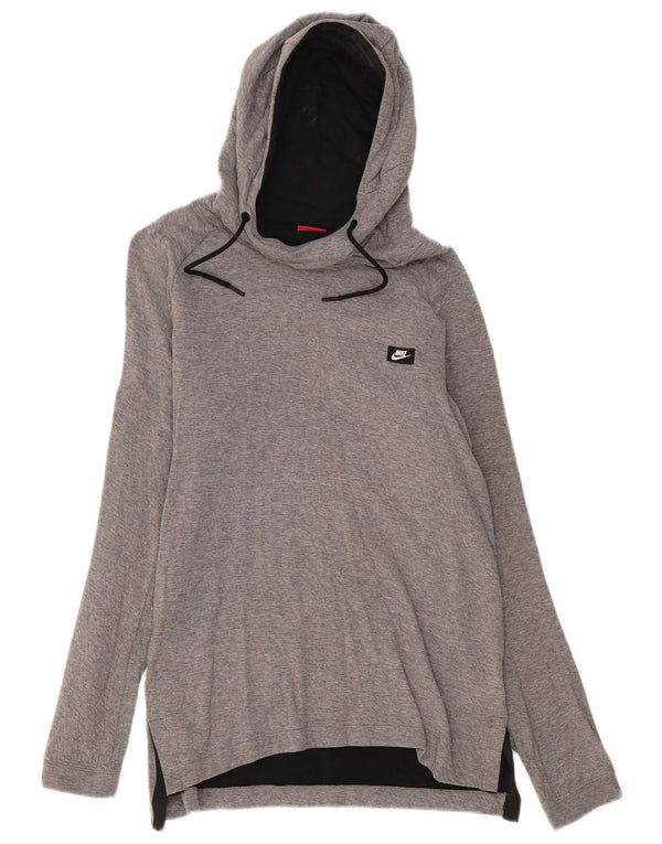 Nike Dame Oversized Hoodie Jumper UK 10 Small Grey Bomuld