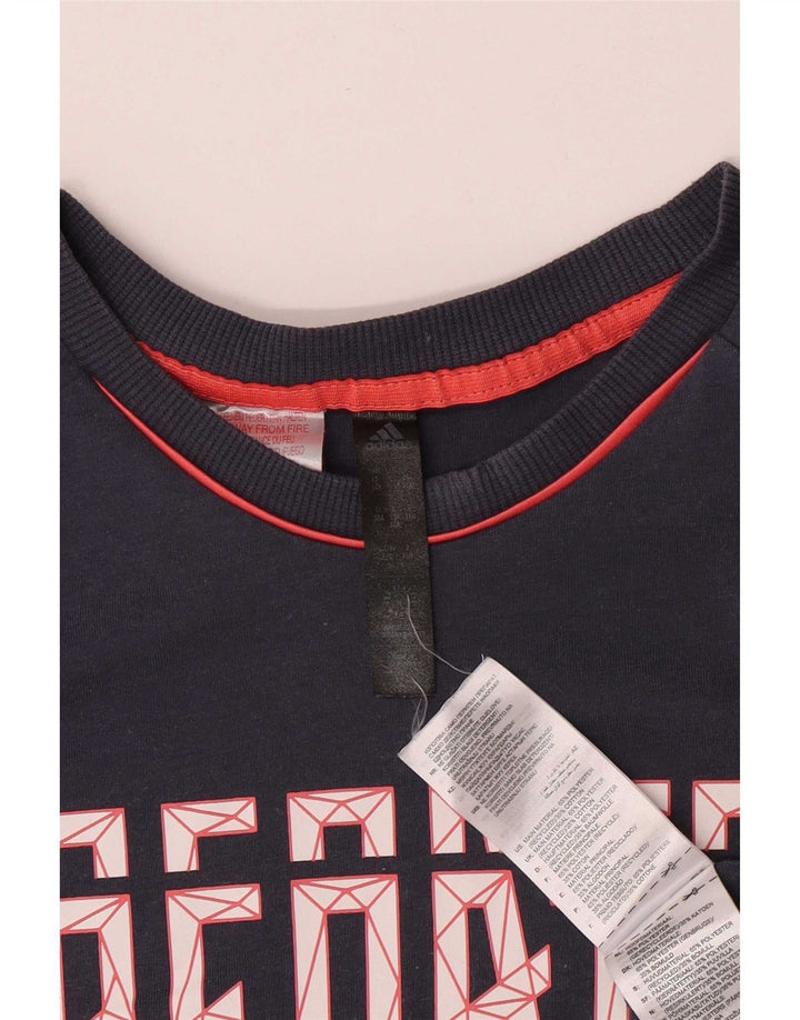 Adidas drenge almindelig grafisk t-shirt top 13-14 år marineblå polyester