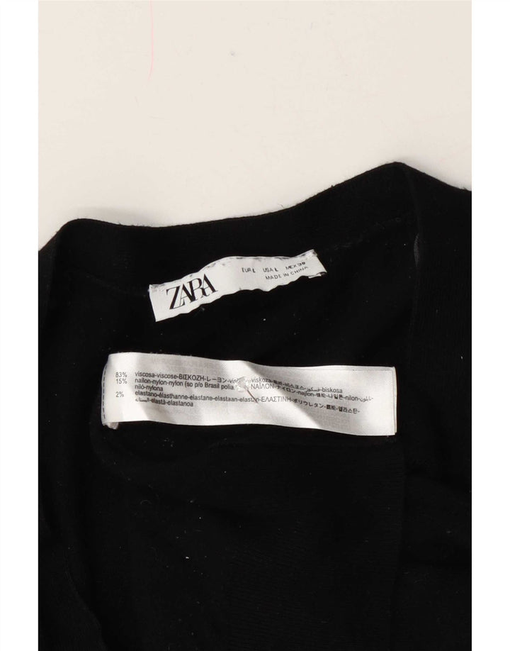 Zara Womens Regular Fit Cardigan Sweater UK 14 Large Black Viscose