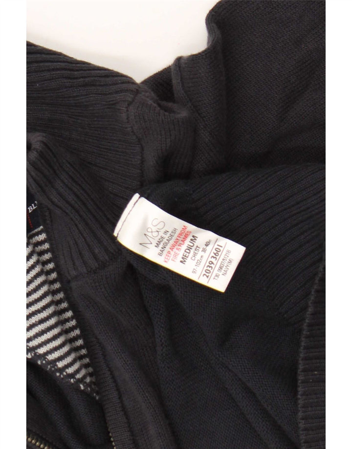 Marks & Spencer Herre sweater med lynlåshals mellem marineblå bomuld