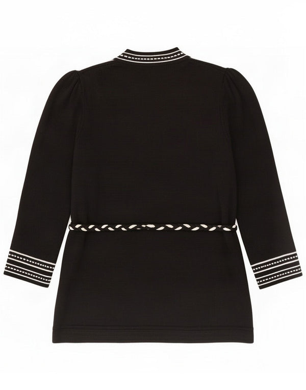 Vintage Dame Cardigan Sweater UK 16 Large Black Colourblock