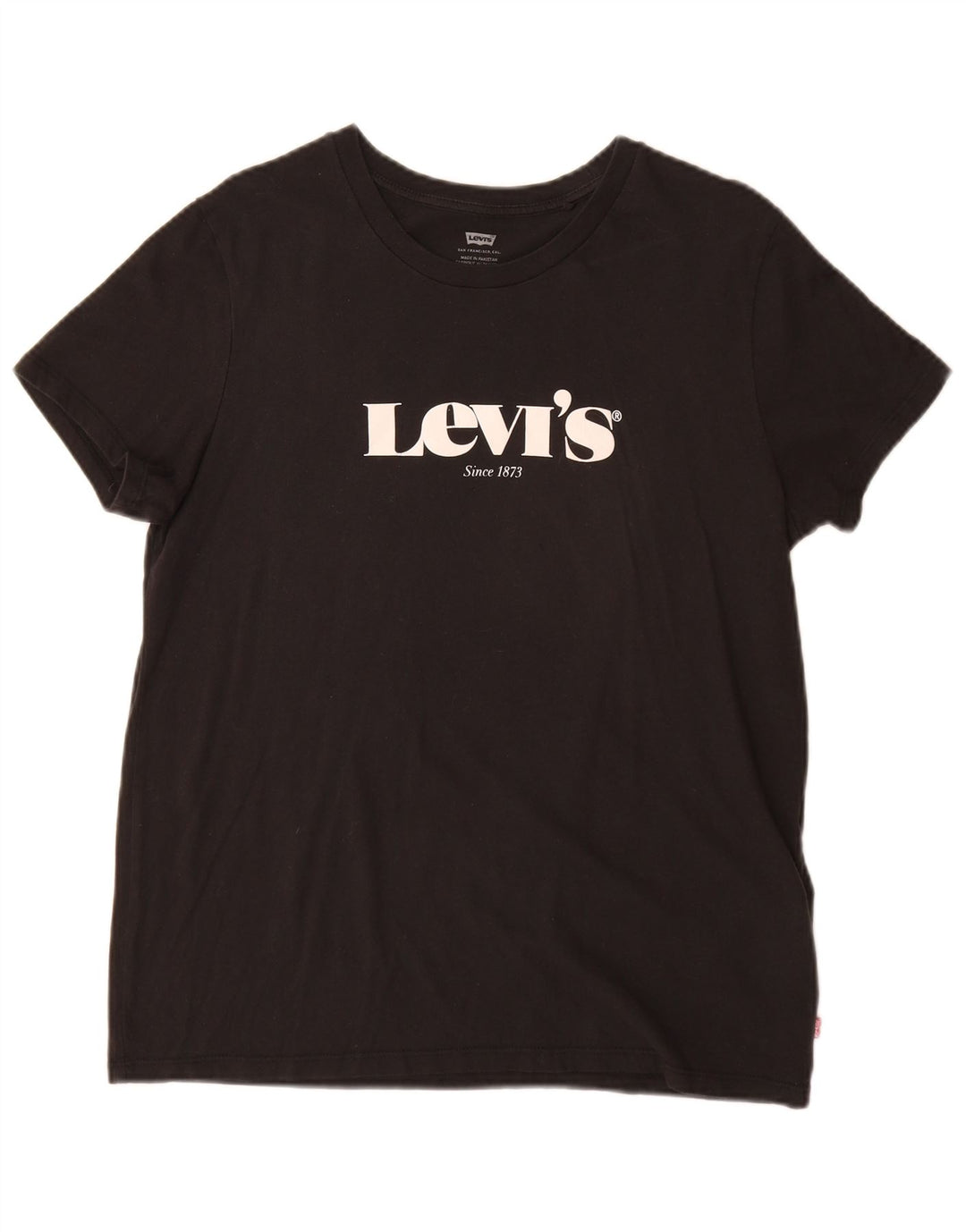 Levi's Dame Grafisk T-Shirt Top UK 14 Medium Sort Bomuld